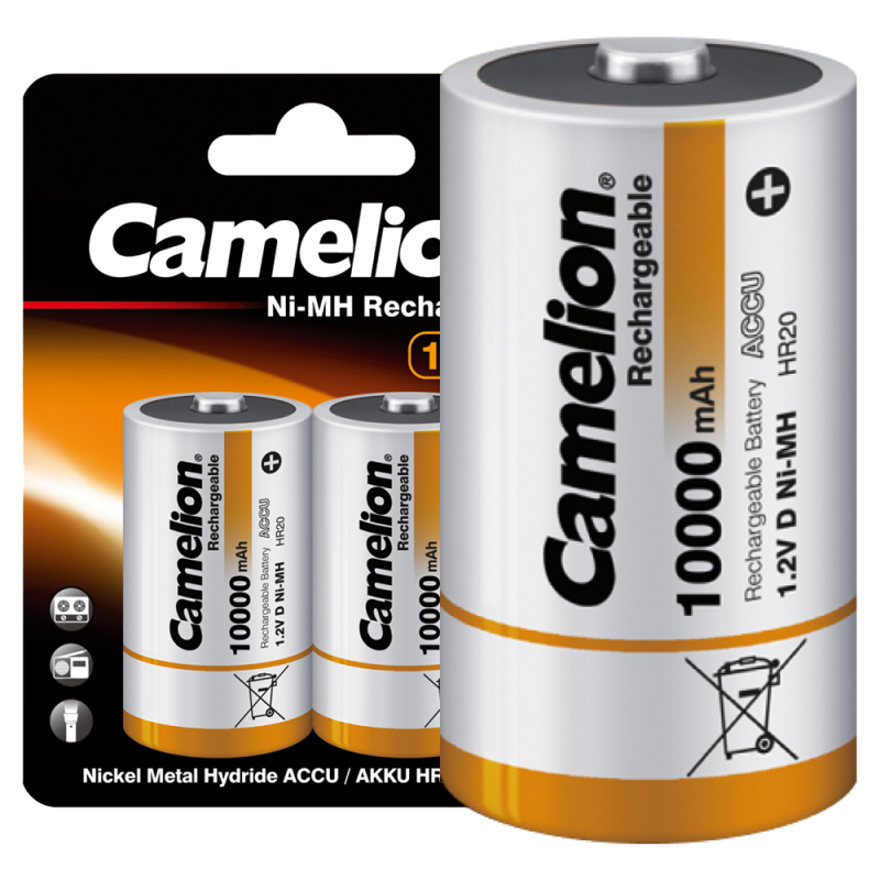 Аккумулятор D Ni-Mh 10000мА.ч BL-2 металлик (блист.2шт)  6185