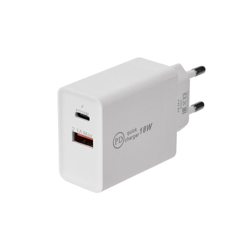 Устройство зарядное сетевое для iPhone/iPad Type-C + USB 3.0 с Quick charge бел.  16-0278