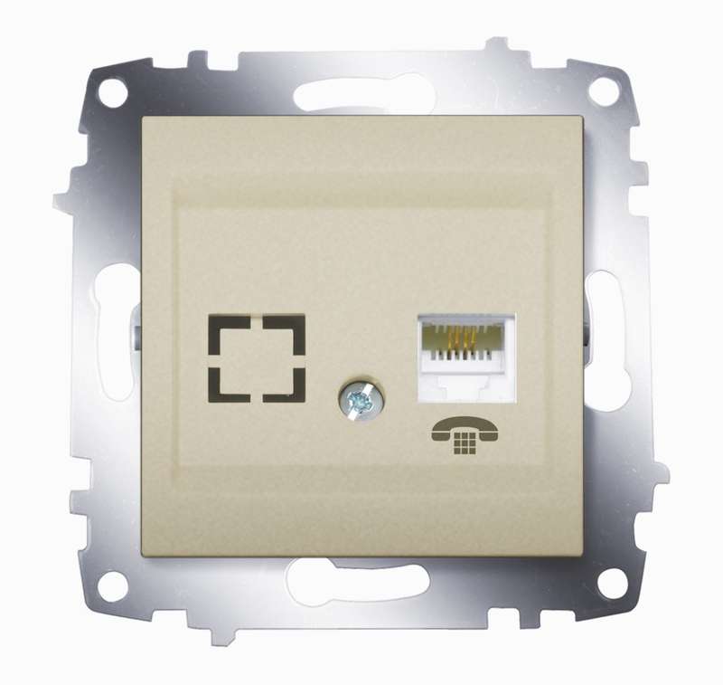 Розетка телефонная 2-м Cosmo RJ11 + гнездо механизм титаниум  619-011400-221