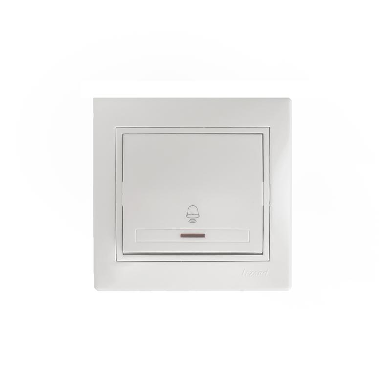 Кнопка звонка Mira с подсветкой бел. с бел. вставкой  701-0202-108