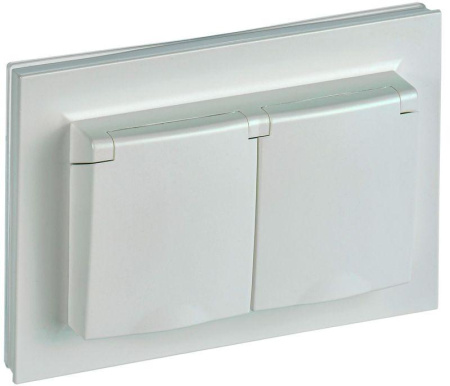 Розетка 2-м СП BRITE РСбш12-3-44-БрЖ 16А в сборе IP44 с крышкой жемчуж.  BR-R26-16-44-K36-F