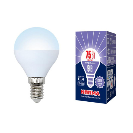 Лампа светодиодная LED-G45-9W/DW/E14/FR/NR Norma 9Вт матовая E14 (упак. картон)  UL-00003824