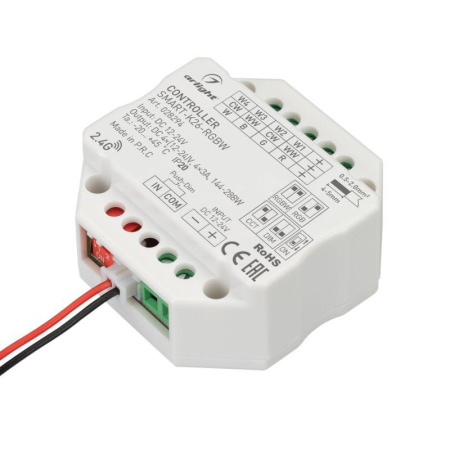 Контроллер SMART-K26-RGBW 12-24В 4х3А 2.4G IP20 пластик.  028294