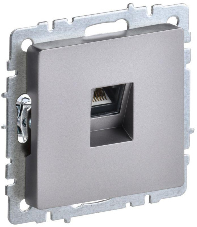 Розетка компьютерная СП RJ45 кат.5E BRITE РК10-БрС механизм сталь  BR-K10-1-K46