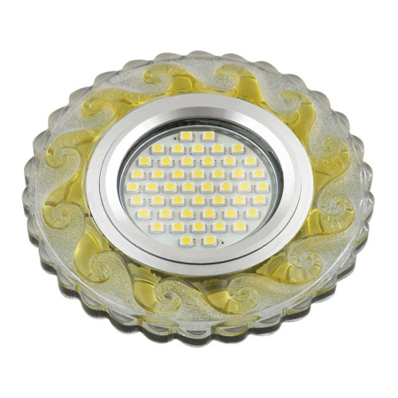 Светильник DLS-L139 GU5.3 GLASSY/GOLD GU5.3 встраив. доп. светодиод. подсветка 3Вт без лампы стекло  UL-00003872