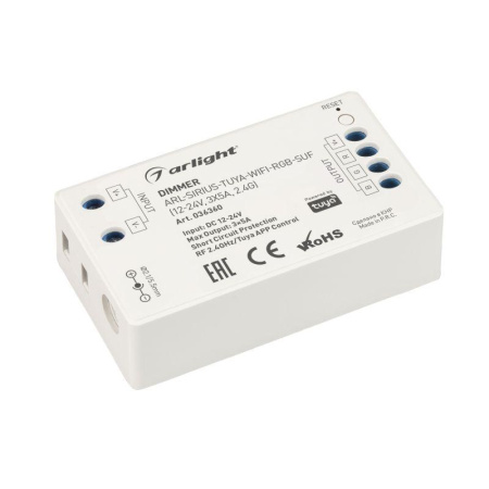 Диммер ARL-SIRIUS-TUYA-WIFI-RGB-SUF (12-24В 3х5А 2.4G) (IP20 пластик)  036360