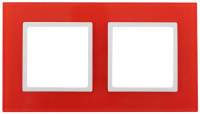 Рамка 2-м 14-5102-23 стекло Elegance красный+бел. ЭРА Б0034496