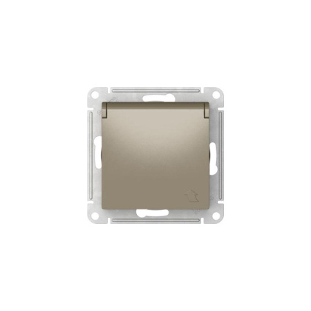 Розетка AtlasDesign 16А IP20 с заземл. со шторками с крышкой быстрозажим. клем. механизм шампань SE ATN000546S