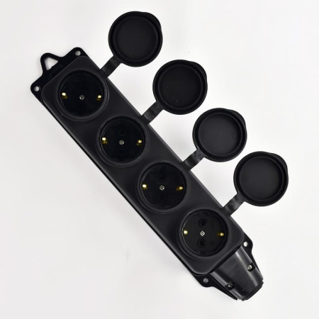 Колодка 4-м 16А IP44 2P+PE 220-240В с защ. крышками каучук  106-0400-0107/107