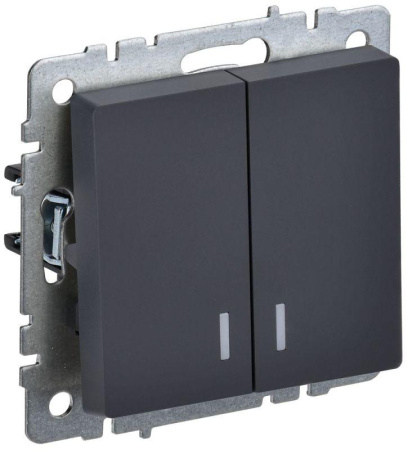 Выключатель 2-кл. СП BRITE ВС10-2-1-БрГ 10А с индик. механизм графит  BR-V20-1-10-K53