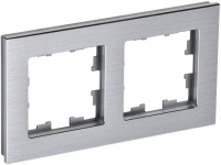 Рамка 2-м BRITE РУ-2-1-БрА металл алюм.  BR-M22-M-K47