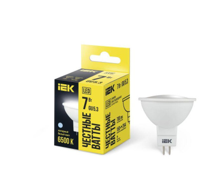 Лампа светодиодная ECO MR16 софит 7Вт 230В 6500К GU5.3  LLE-MR16-7-230-65-GU5