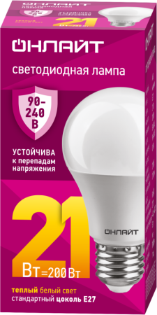 Лампа светодиодная 90 534 OLL-A60-21-230-2.7К-E27 21Вт E27 2700К (PRO 90-240В)  90534