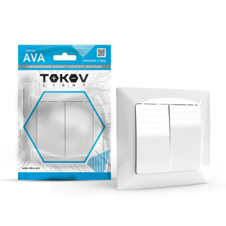 Выключатель 2-кл. СП AVA 10А IP20 в сборе бел.  TKL-AV-V2F-C01