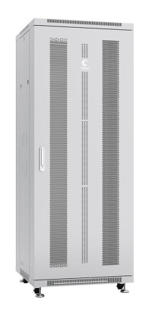 Шкаф монтажный телекоммуникационный напольный ND-05C-32U60/80 19дюйм для распред. и серверн. оборудования 32U 600х800х1610мм передн. и задн. перфорир. двери ручка с замком сер. (RAL 7035)  7225c