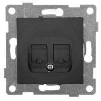 Розетка компьютерная + телефонная 2-м СП Ugra RJ45 + RJ12 механизм графит  С11КТ-010