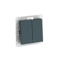 Выключатель 2-кл. AtlasDesign (сх. 5а) 10AX с подсветкой быстрозажим. клем. механизм изумруд SE ATN000853S