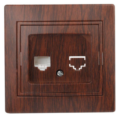 Розетка компьютерная СП Plano 1-303-10 RJ45 IP20 венге  Б0030088