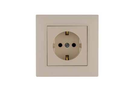 Розетка 1-м Karea RIZZ с заземл. крем  88010028
