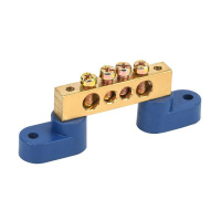 Шина "N" нулевая 8х12мм на двух угловых синих изоляторах 4 группы  11-2331