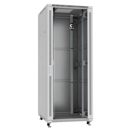 Шкаф монтажный телекоммуникационный напольный SH-05C-42U80/80 19дюйм 42U 800х800х2055мм для распределит. и серверн. оборудования передн. стеклян. и задн. сплошн. метал. двери ручка с замком сер.  7053c
