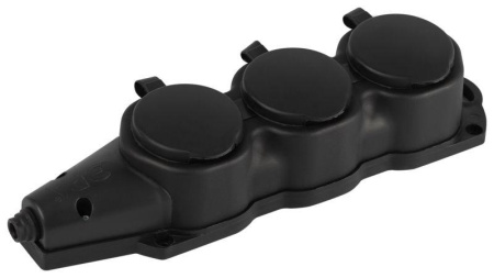 Колодка ЭРА KX-3e-B-IP44 каучуковая с заземлением 3 розетки 16A IP44 черн.  Б0068453