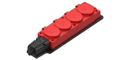 Колодка удлинителя 4-м MultiSet 2К+З 16А 250В IP44 каучук красн. SE MST4124RD