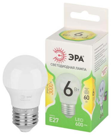Лампа светодиодная GREEN LINE P45-6W-830-E27 GL E27 6Вт шар свет тепл.  Б0067053