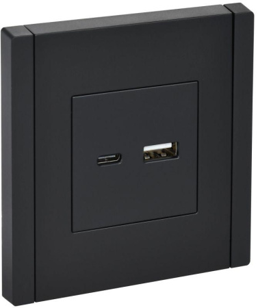 Розетка USB A+C 18Вт FORTE&PIANO FP151 черн.  FP-U22-018-K02