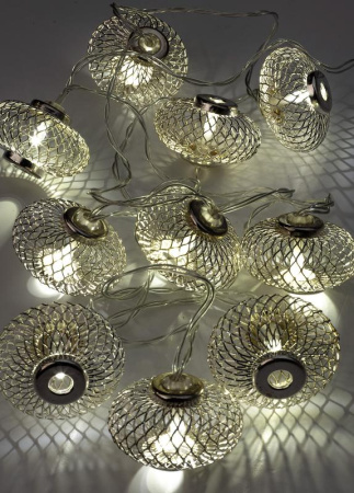 Гирлянда светодиодная "Фонарики" хром 5х3см 10LED тепл. бел. 1.8+0.3м  KOC_GIR-B120
