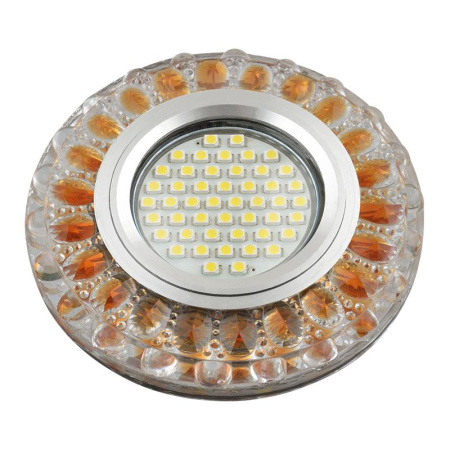 Светильник DLS-L151 GU5.3 GLASSY/GOLD GU5.3 встраив. доп. светодиод. подсветка 3Вт без лампы стекло  UL-00003909