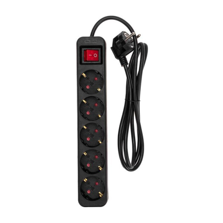 Удлинитель 5х1.5м с заземл. STANDARD 3х1кв.мм с выкл. черн.  13-4037