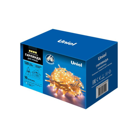 Гирлянда LED со статическим свечением ULD-S1000-120/SWK WARM WHITE IP67 10м соедин. 120 диодов тепл. бел. свет провод бел.  UL-00007203