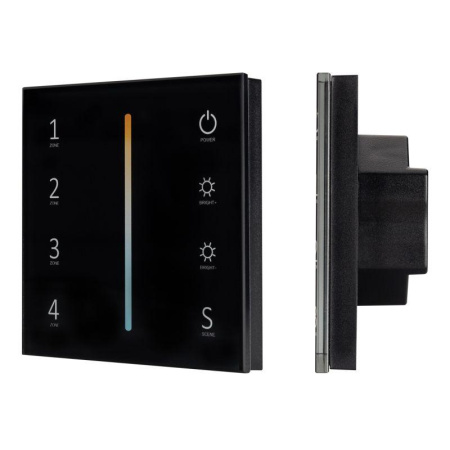 Панель Sens SMART-P43-MIX Black (230В 4 зоны 2.4G) (IP20 пластик)  028137