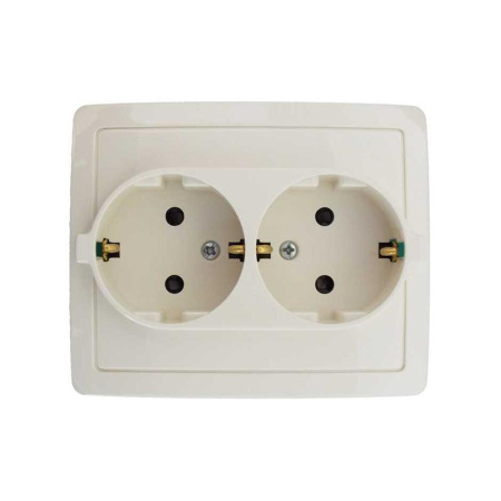 Розетка 2-м СП 15 16А IP20 250В с заземл. Schuko защ. шторки винт. клеммы сл. кость  1590451-031
