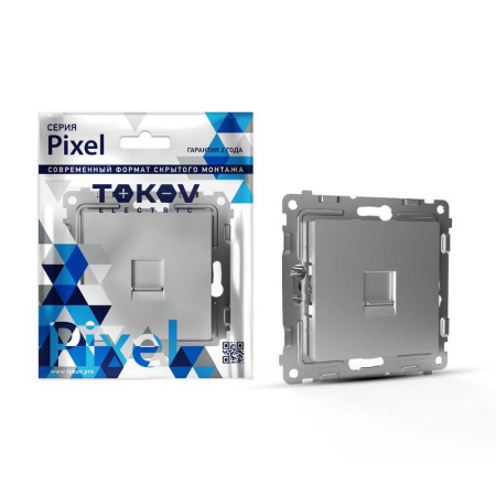 Розетка компьютерная 1-м СП Pixel RJ45 кат.5E механизм алюм.  TKE-PX-RC1-C03