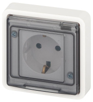 Розетка Эксперт 11-2522-01 2P+E IP55 шторки 16А-250В СУ бел.  Б0063281