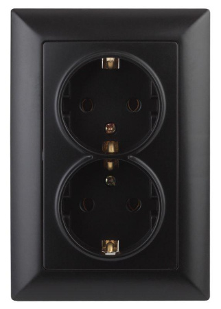 Розетка 2-м СП Solo 4-205-05 16А 250В IP20 2х2P+E Schuko с заземл. антрацит  Б0053677