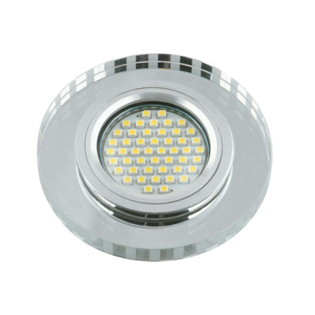 Светильник декоративный Luciole DLS-L127 GU5.3 CHROME/GLASSY GU5.3 встраив. доп. светодиод. подсветка 3Вт без лампы основание метал. хром отделка стекло зеркальн.  UL-00001413