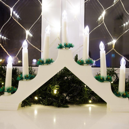 Горка новогодняя 7 свечек (7LED) тепл. бел. 0.5Вт 220-240В IP20 бел.  501-081