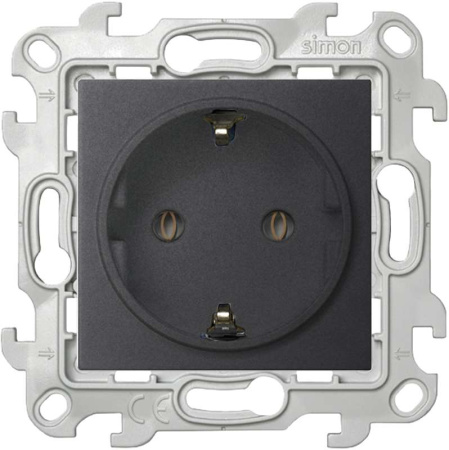 Розетка 1-м СП  24 16А IP20 2P+E Schuko без защ. шторок механизм графит  2450434-038