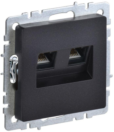 Розетка компьютерная двойн. СП RJ45 кат.5E BRITE РК10-2-БрЧ механизм черн.  BR-K20-1-K02