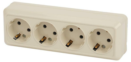 Розетка 4-м ОП Quadro 2-208-02 16А IP20 250В 4х2P+Е сл.кость  Б0053840