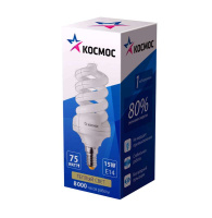 Лампа люминесцентная компакт. SPC 15Вт E14 спиральная 2700К Т3  LKsmSPC15wE1427