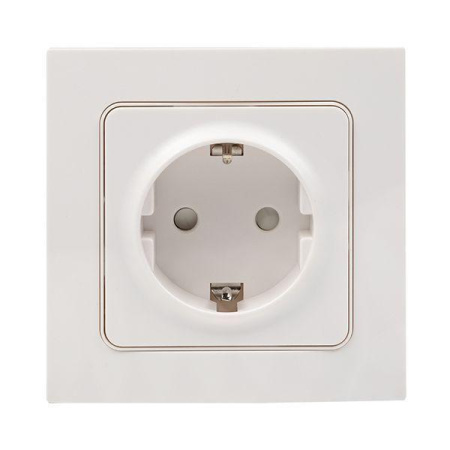 Розетка 1-м СП Стокгольм 16А IP20 с заземл. защ. шторки бел. PROxima  EXR16-028-10