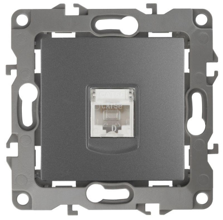Розетка компьютерная 12 12-3107-12 RJ45 графит  Б0019350