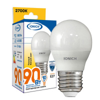 Лампа светодиодная G45 10Вт "Шар" 2700К Е14 230В тепл. бел.  1802