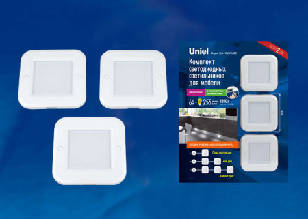 Светильник светодиодный ULM-F41-6Вт/4200К/DIM SENSOR IP20 WHITE диммер. 85х85х6.5мм бел.  UL-00002888