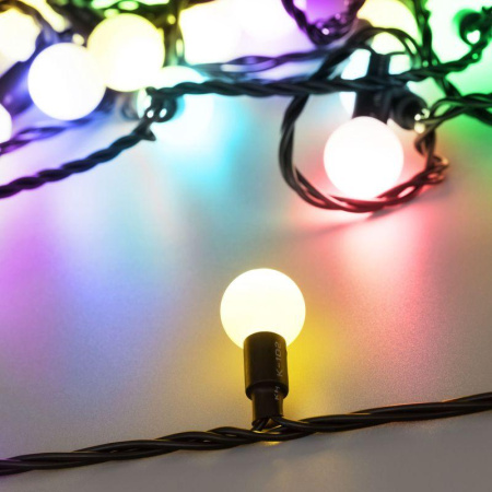 Гирлянда светодиодная ARD-BALL-CLASSIC-D23-10000-BLACK-80LED RGB (230В 3.5Вт) (IP65)  025619