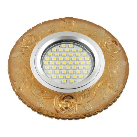 Светильник DLS-L150 GU5.3 GLASSY/YELLOW GU5.3 встраив. доп. светодиод. подсветка 3Вт без лампы стекло  UL-00003906